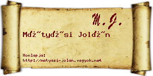 Mátyási Jolán névjegykártya